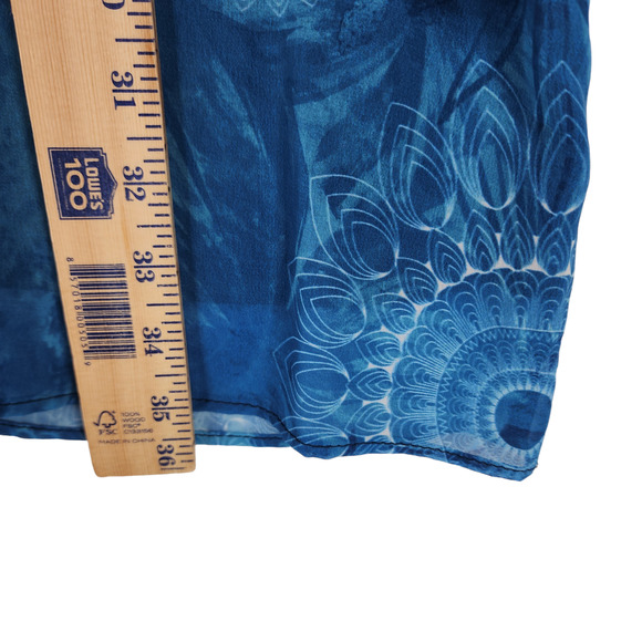 Desigual Mini Shift Dress 40 US 8 M Women Blue BOHO Chiffon Layered Flowy - Picture 12 of 13